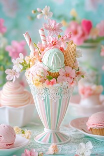 梦幻甜品花饰精美杯装
