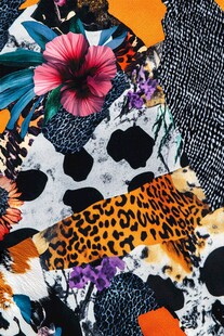 多彩拼贴花卉豹纹时尚图案