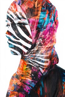 彩色斑马纹艺术人像