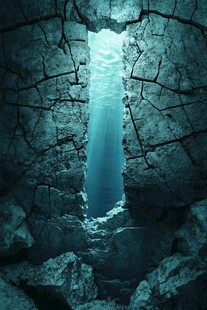 地底裂缝中的神秘光线