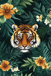 虎啸丛林间的花卉美景