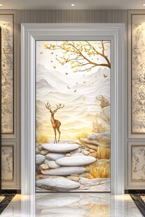 鹿栖山水间玄关艺术画