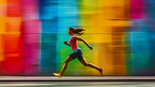 彩色背景下的活力奔跑者