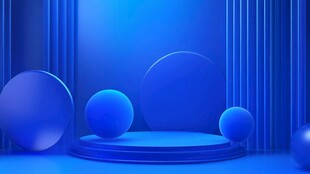 蓝色立体几何舞台场景