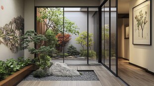 中式庭院室内外连通景致