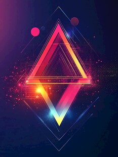 炫彩三角霓虹科技背景图