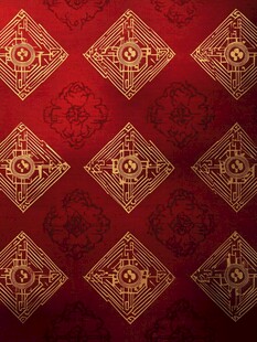 中式红底金色传统花纹图案