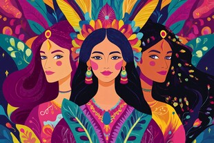 三位盛装的异族风情女子