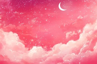 梦幻粉色星空云海夜景