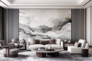 现代简约风山水客厅空间