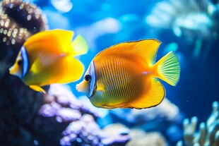 双黄神仙鱼悠游海底世界