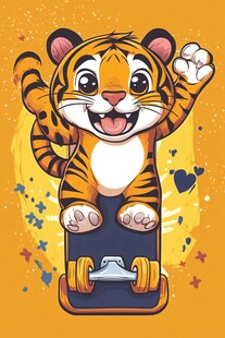 滑板小老虎 活力满满