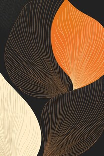 抽象叶形线条艺术图案