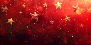 红色星空背景 金色星星闪烁