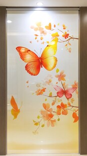 蝴蝶花卉装饰玻璃贴画