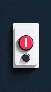 白色面板上的红色启停按钮