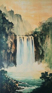 壮美山水瀑布国画景观