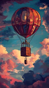 梦幻热气球翱翔绚丽天空