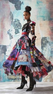 多彩拼接裙装时尚模特秀