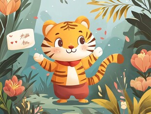 可爱小老虎送新年祝福