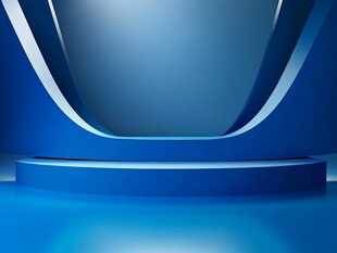 蓝色科幻风舞台展示空间