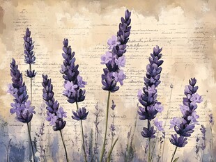 薰衣草绘画 浪漫紫色花卉