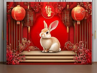 兔年喜庆场景装饰图