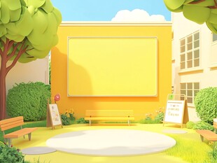 校园户外空白展示区场景