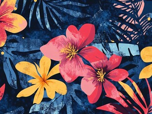 热带花卉植物图案设计