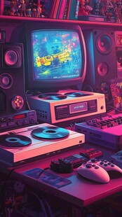复古游戏设备营造怀旧氛围