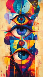 多彩抽象眼睛艺术画作