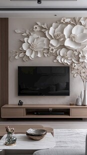 立体花卉电视背景墙设计