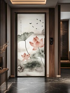 中式玄关荷花图雅致空间