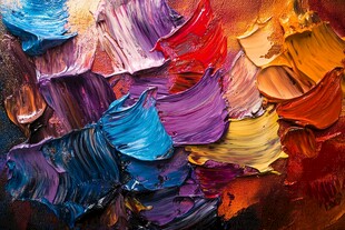 多彩油画颜料纹理特写