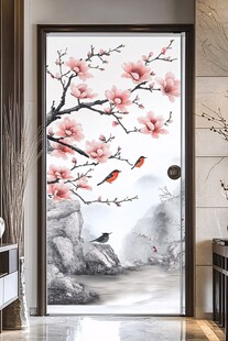 玉兰花鸟入户玄关装饰画