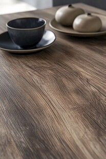 木质桌面的雅致茶具摆设