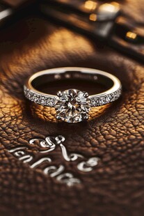 璀璨钻戒闪耀于皮革之上