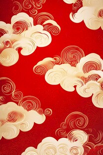 红色祥云底纹图案设计