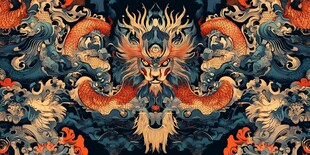 中式龙纹海浪传统图案