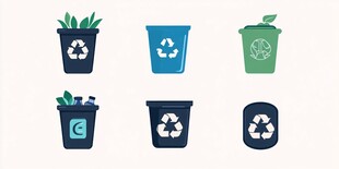 多彩分类垃圾桶图标集合