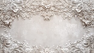 立体花卉边框装饰背景图