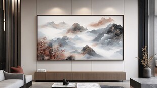 新中式客厅山水挂画装饰