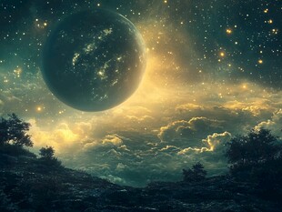 梦幻星空下的奇异星球