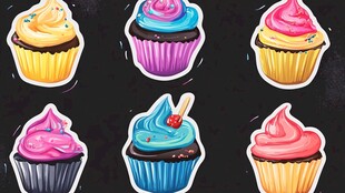 多彩美味纸杯蛋糕贴纸