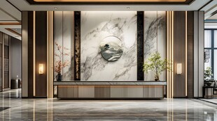 中式大气酒店大堂接待区