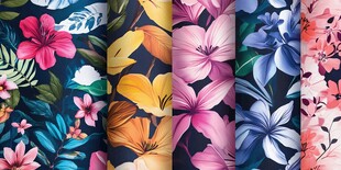 多彩花卉图案面料展示