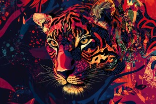 斑斓猛虎 奇幻艺术风画作