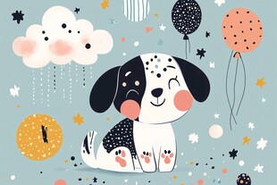 可爱小狗的梦幻卡通世界