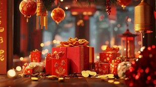 新春佳节礼品与装饰场景