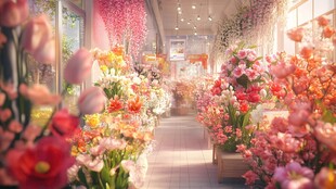 梦幻浪漫的多彩花卉店铺